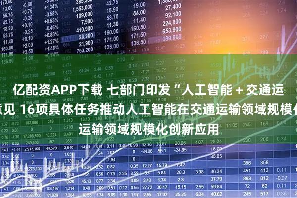 亿配资APP下载 七部门印发“人工智能＋交通运输”实施意见 16项具体任务推动人工智能在交通运输领域规模化创新应用