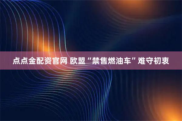 点点金配资官网 欧盟“禁售燃油车”难守初衷