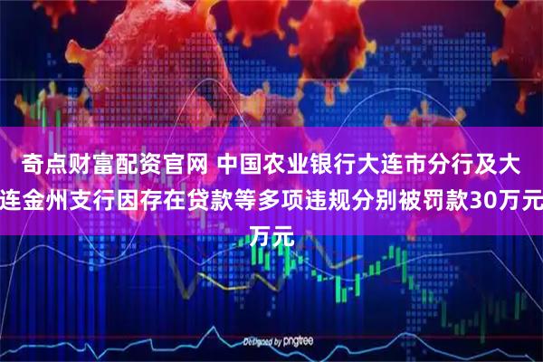 奇点财富配资官网 中国农业银行大连市分行及大连金州支行因存在贷款等多项违规分别被罚款30万元